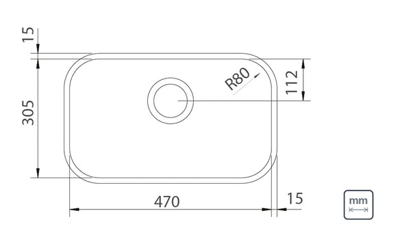 Rectangular 47 BL 47x30.5 Single Sink T304