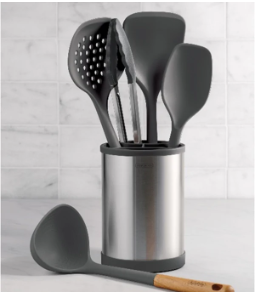 6pc. Silicone Head Utensil Set Gray